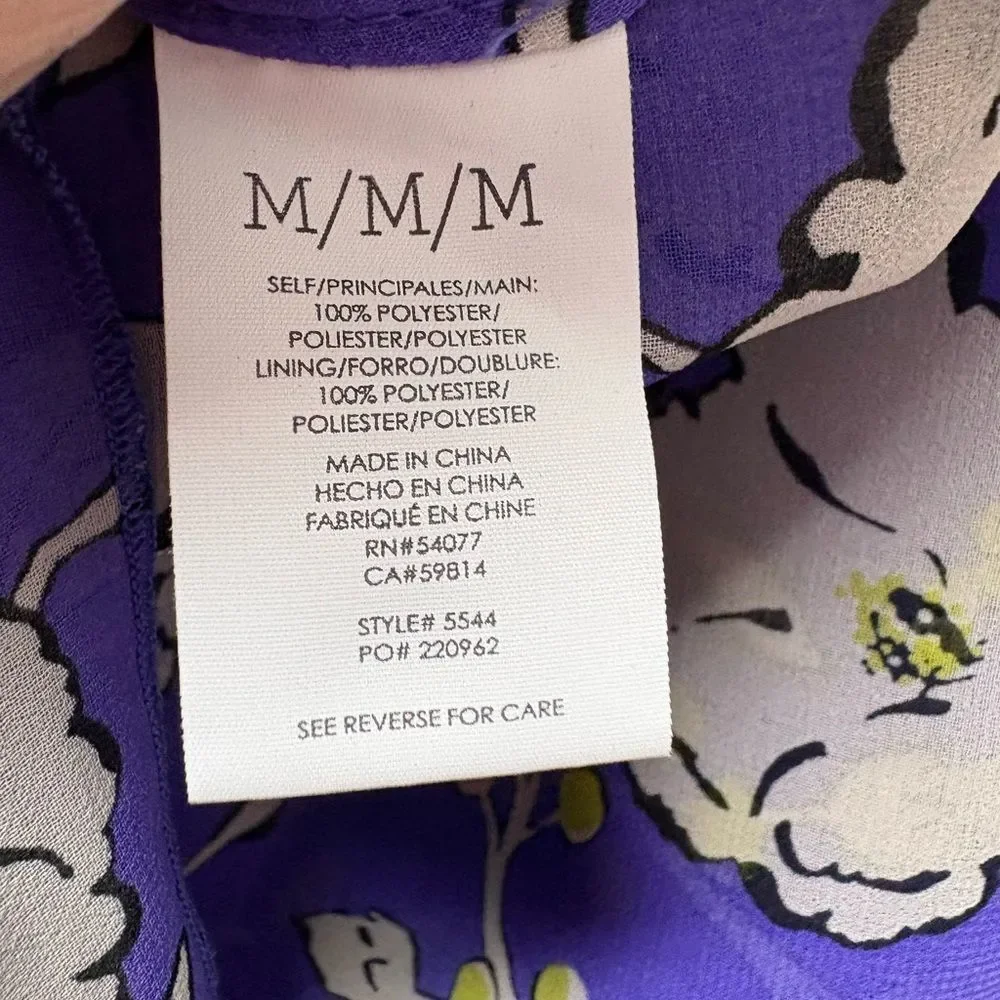 CAbi Purple, Black & White Blouse Size M
